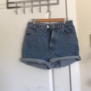 Zara high waisted mom jean shorts